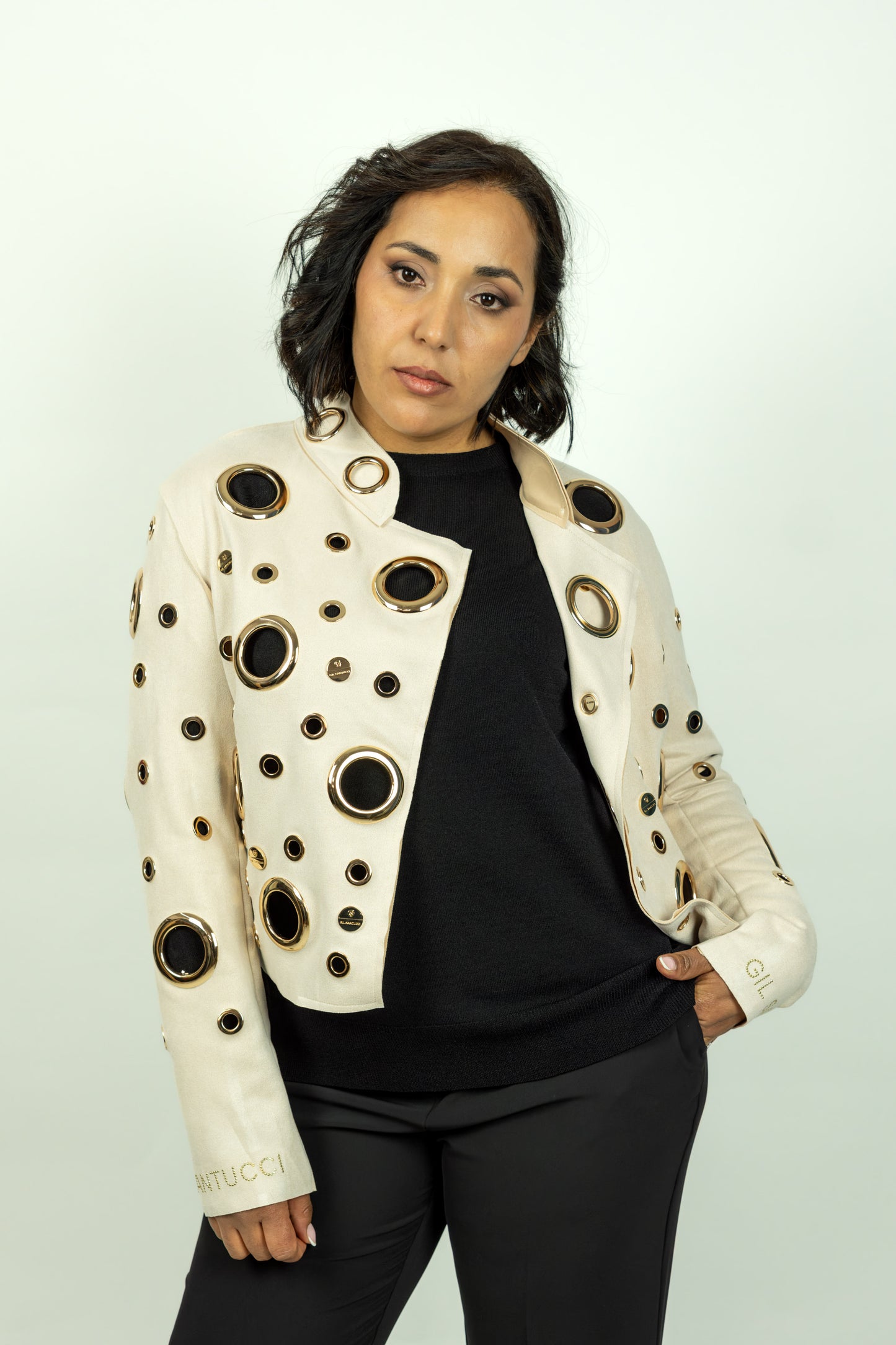 GIACCA CON BORCHIE ROSA GIL SANTUCCI