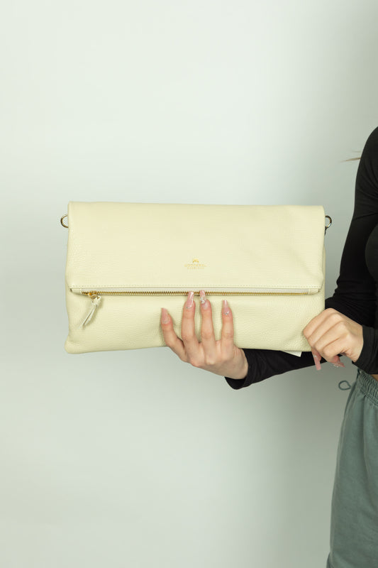 BORSA MAXI POUCH CUOIERIA FIORENTINA PANNA