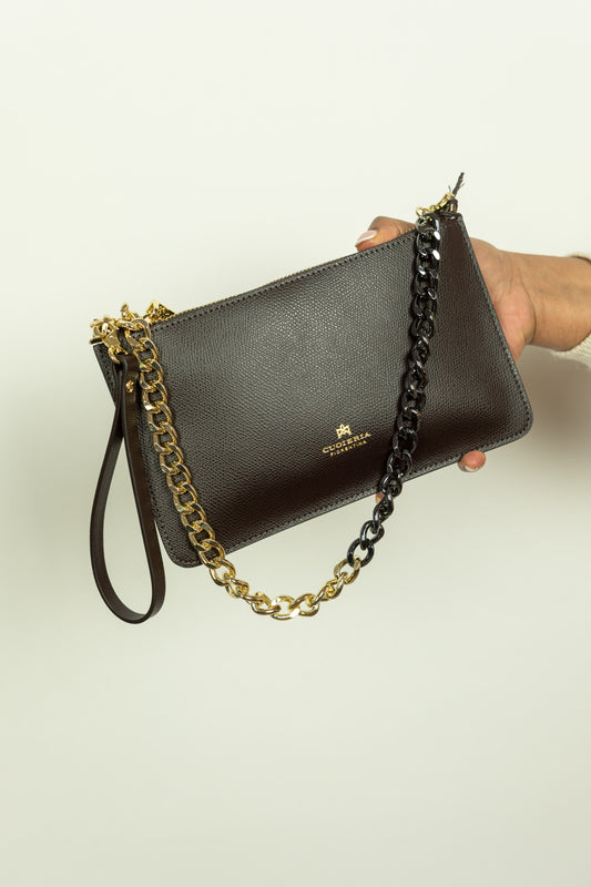 BORSA POCHETTE MARRONE CUOIERIA FIORENTINA