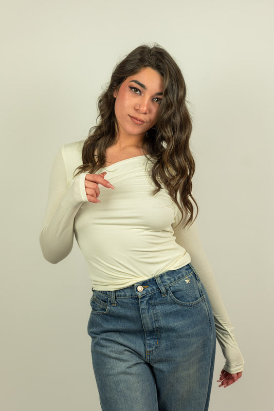 MAGLIA MANICHE LUNGHE PANNA GUESS
