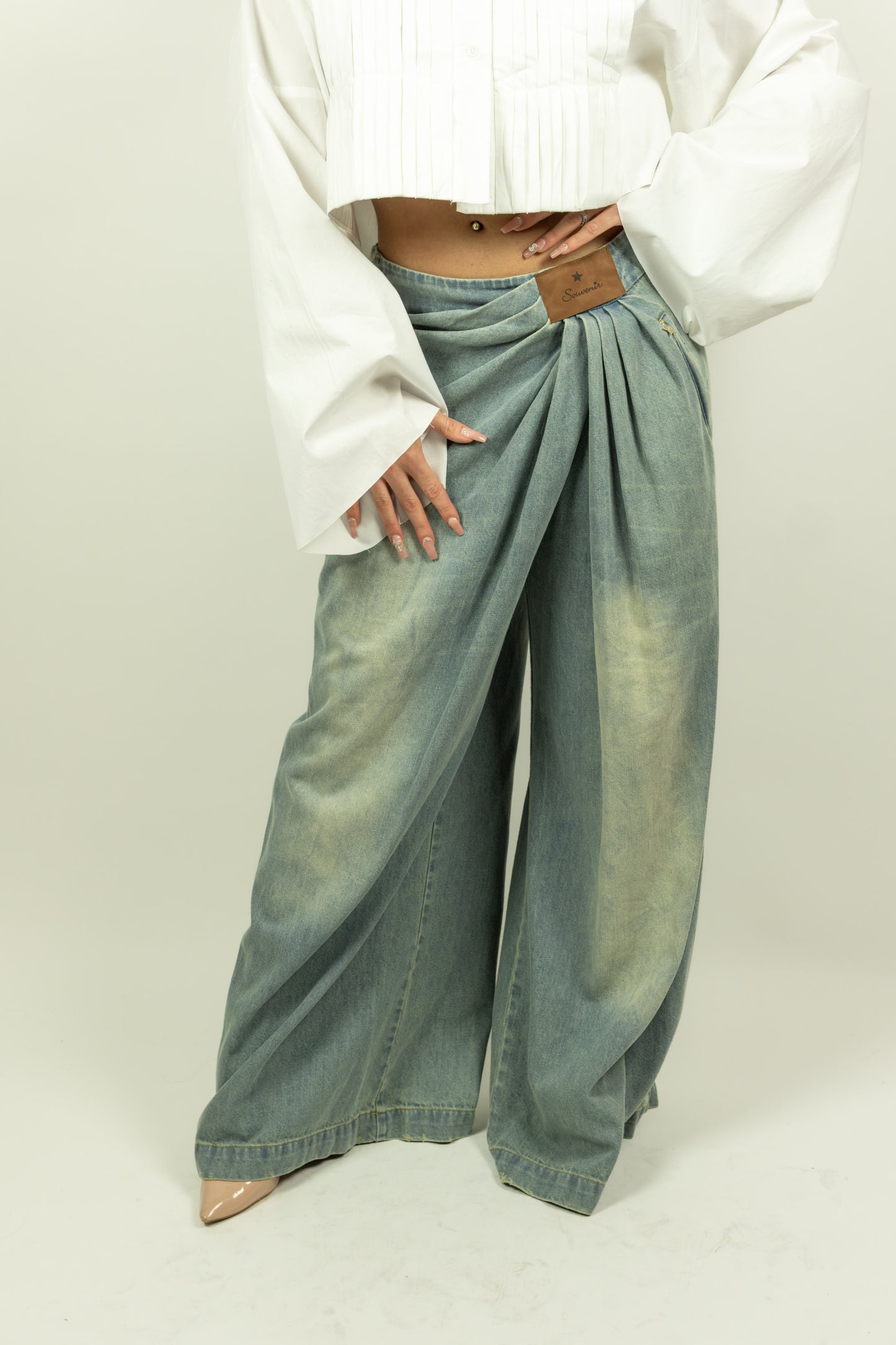 PANTALONE DRAPPEGGIATO IN DENIM SOUVENIR
