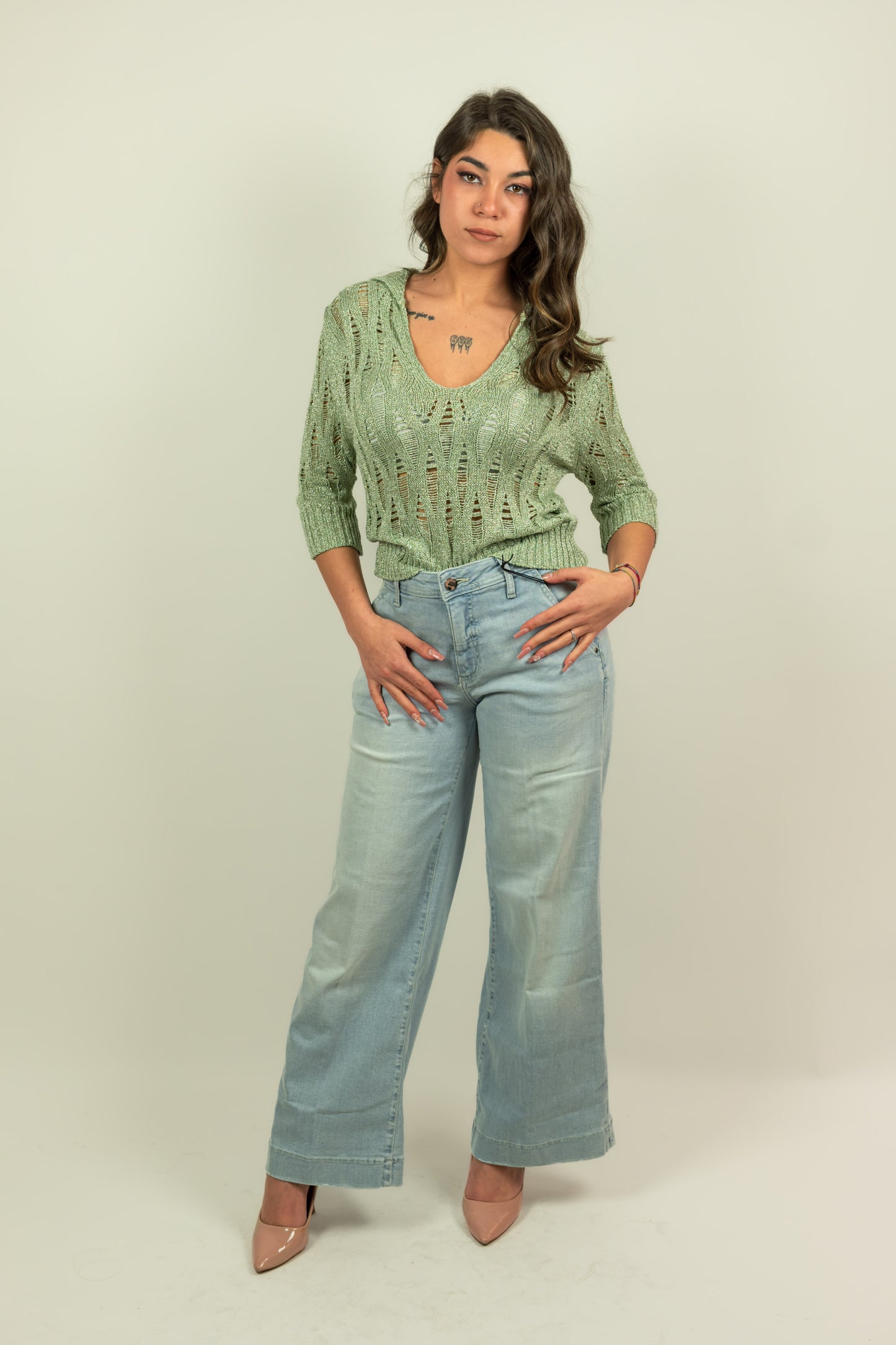 JEANS GUESS WIDE LEG CROP