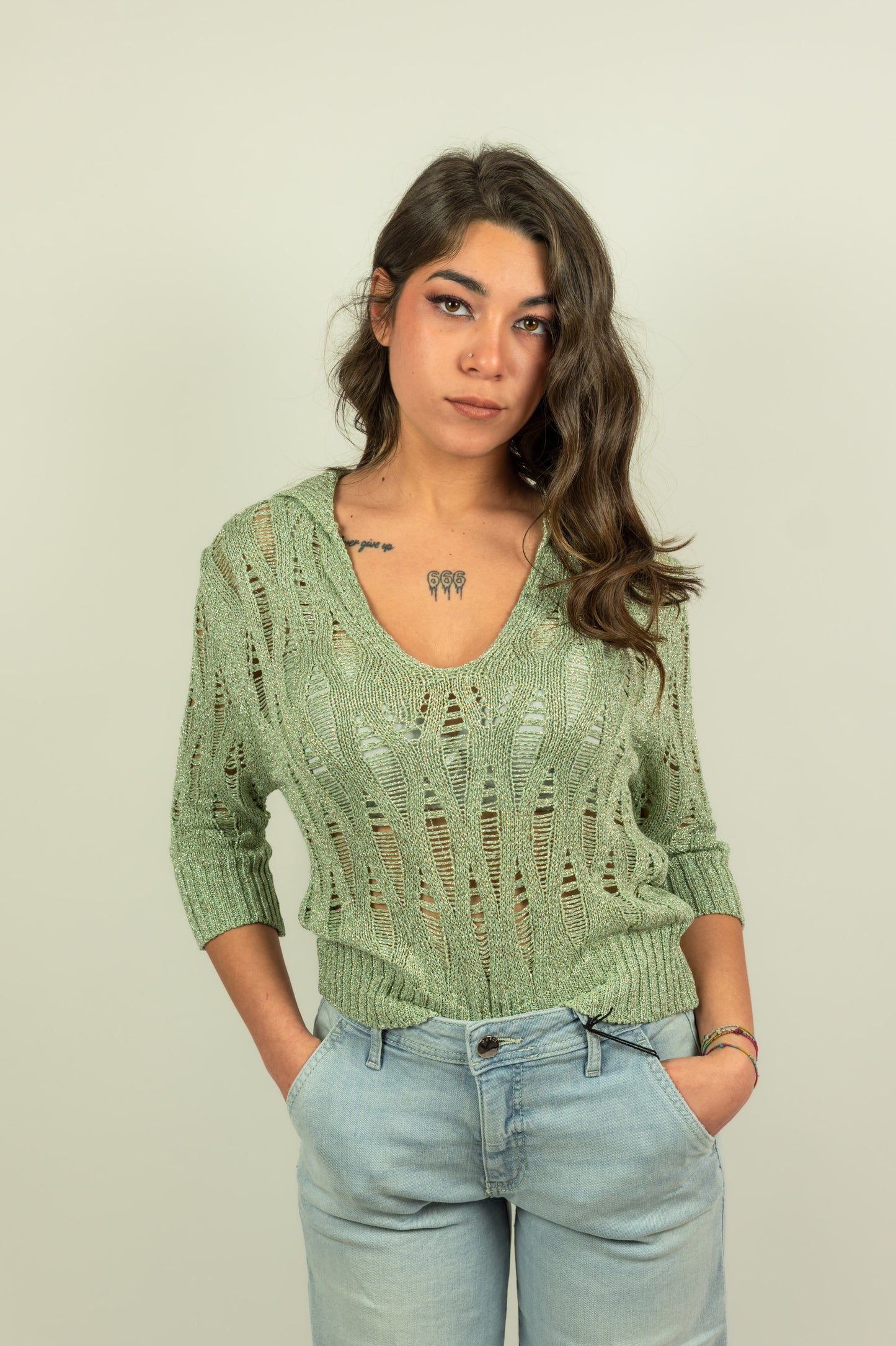 MAGLIA IN LUREX TRAFORATA OVERD