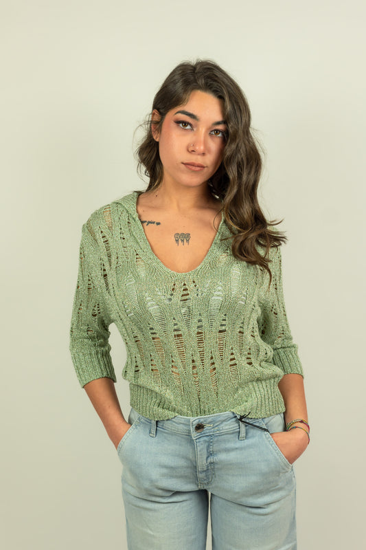 MAGLIA IN LUREX TRAFORATA OVERD
