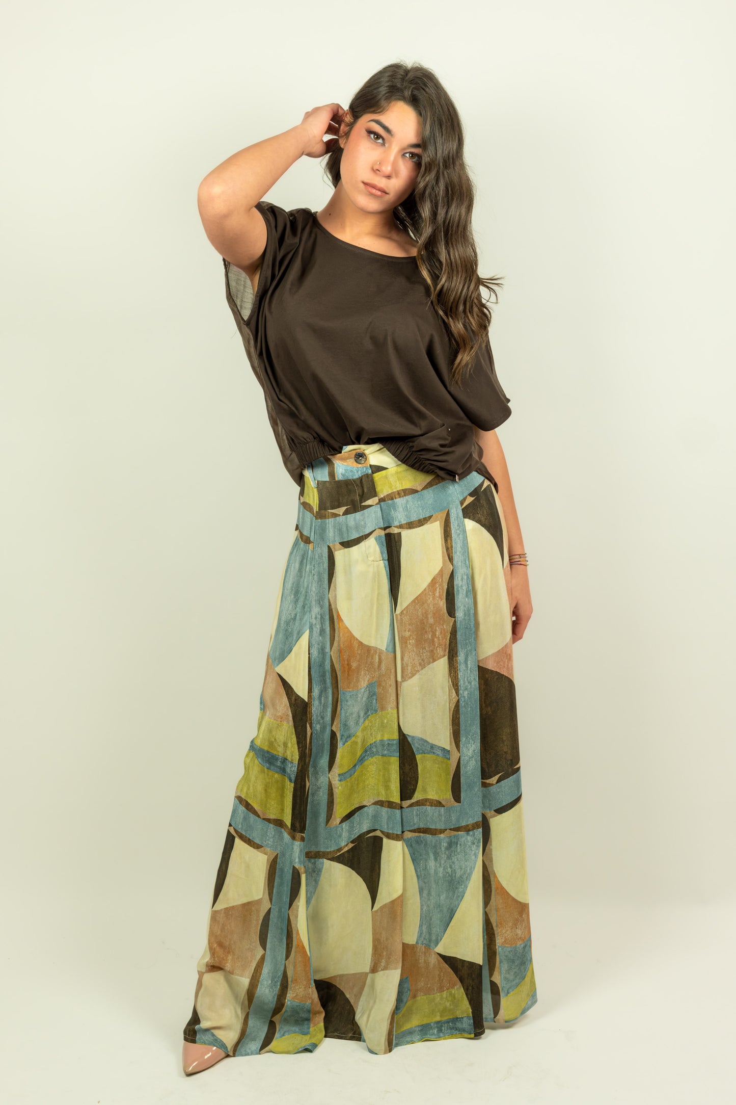 BLUSA MARRONE TRASPARENTE DIETRO MEME ROAD