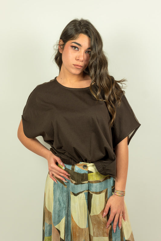 BLUSA MARRONE TRASPARENTE DIETRO MEME ROAD