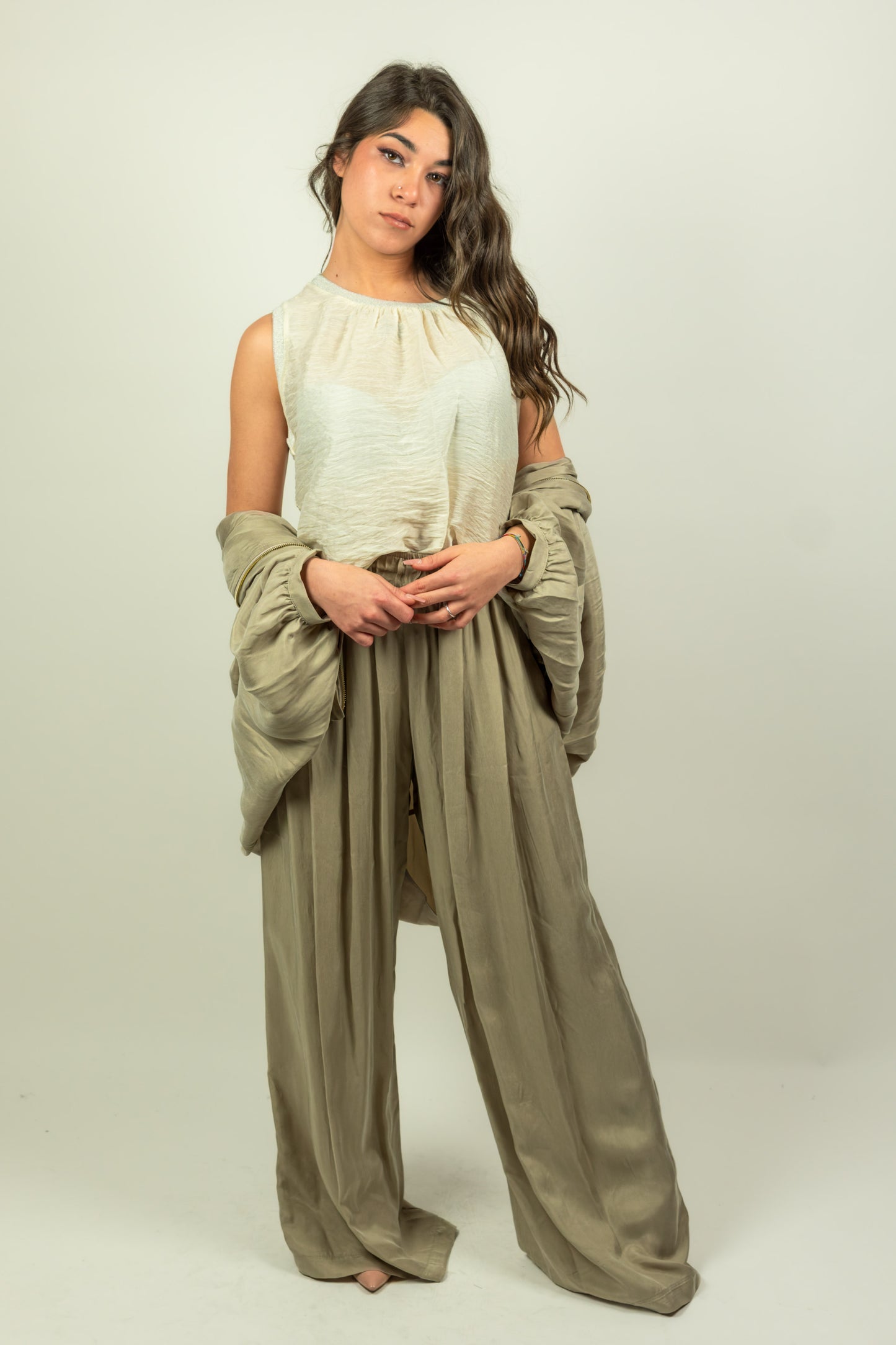 PANTALONE SABBIA A PALAZZO SOUVENIR