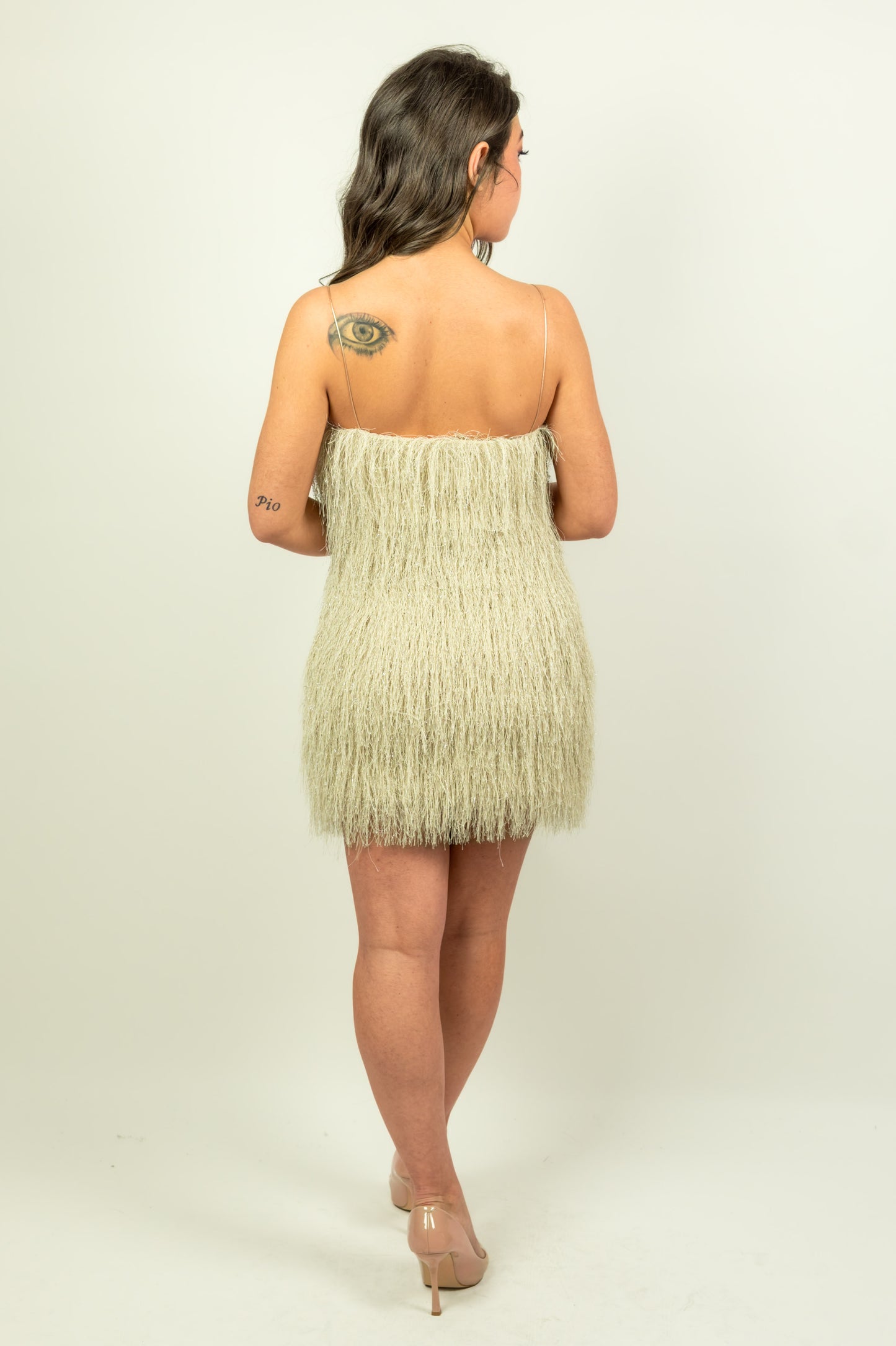ABITO MINI CON FRANGE BEIGE SOUVENIR