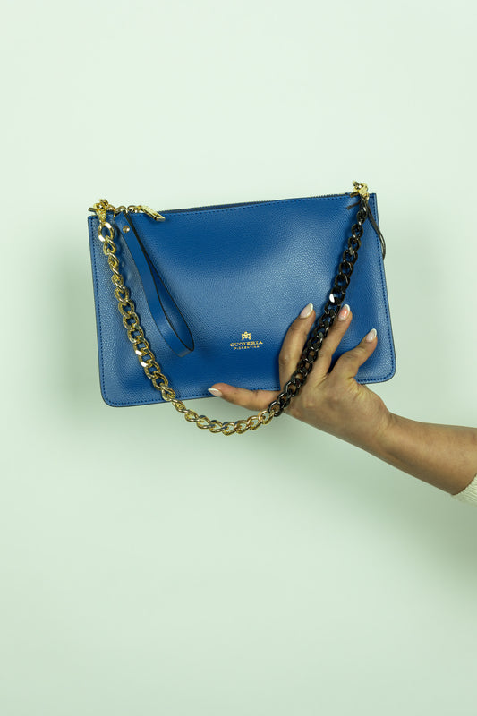 BORSA POCHETTE BLU CUOIERIA FIORENTINA