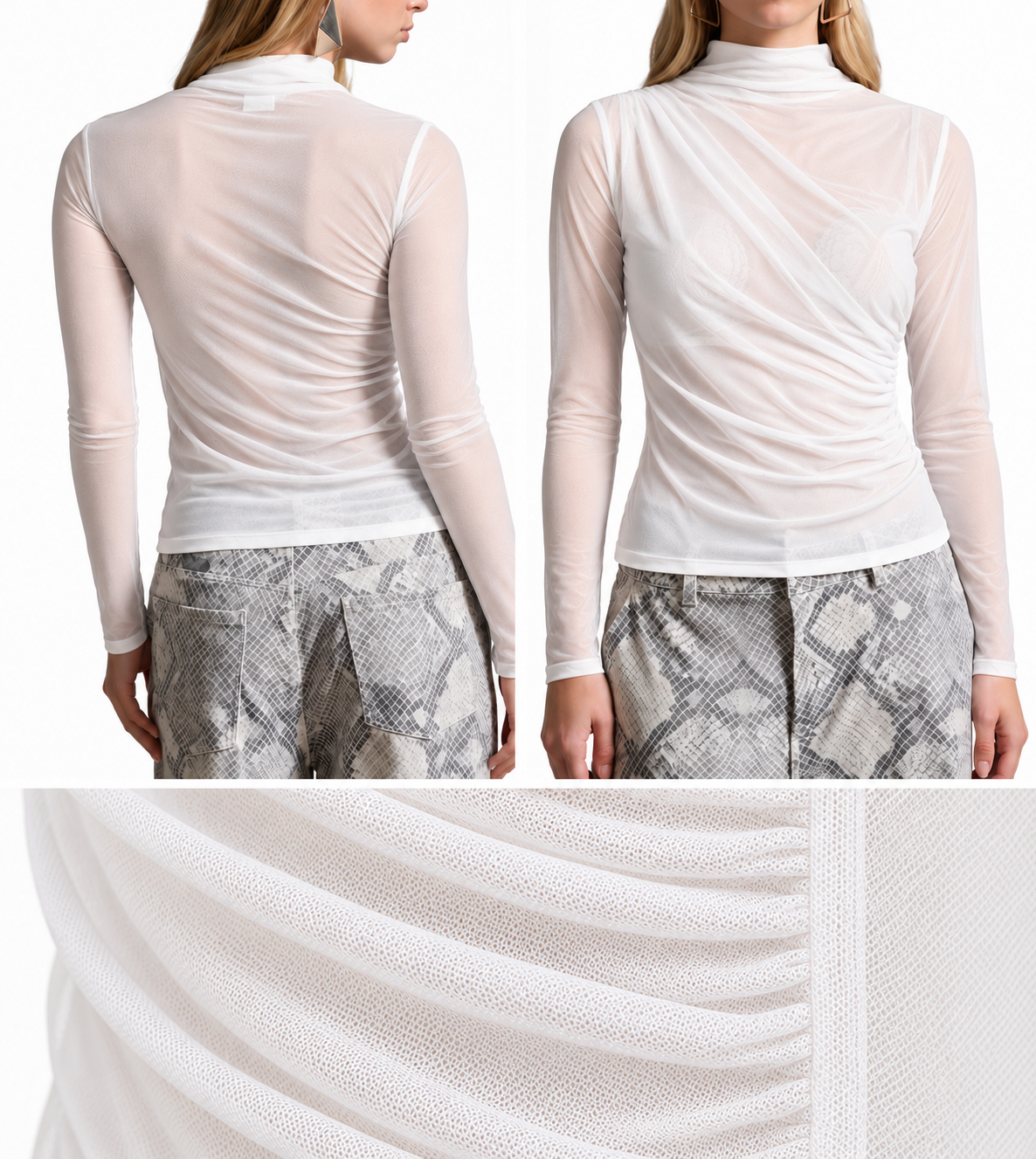 MAGLIA TRASPARENTE KAOS BIANCA COLLO ALTO