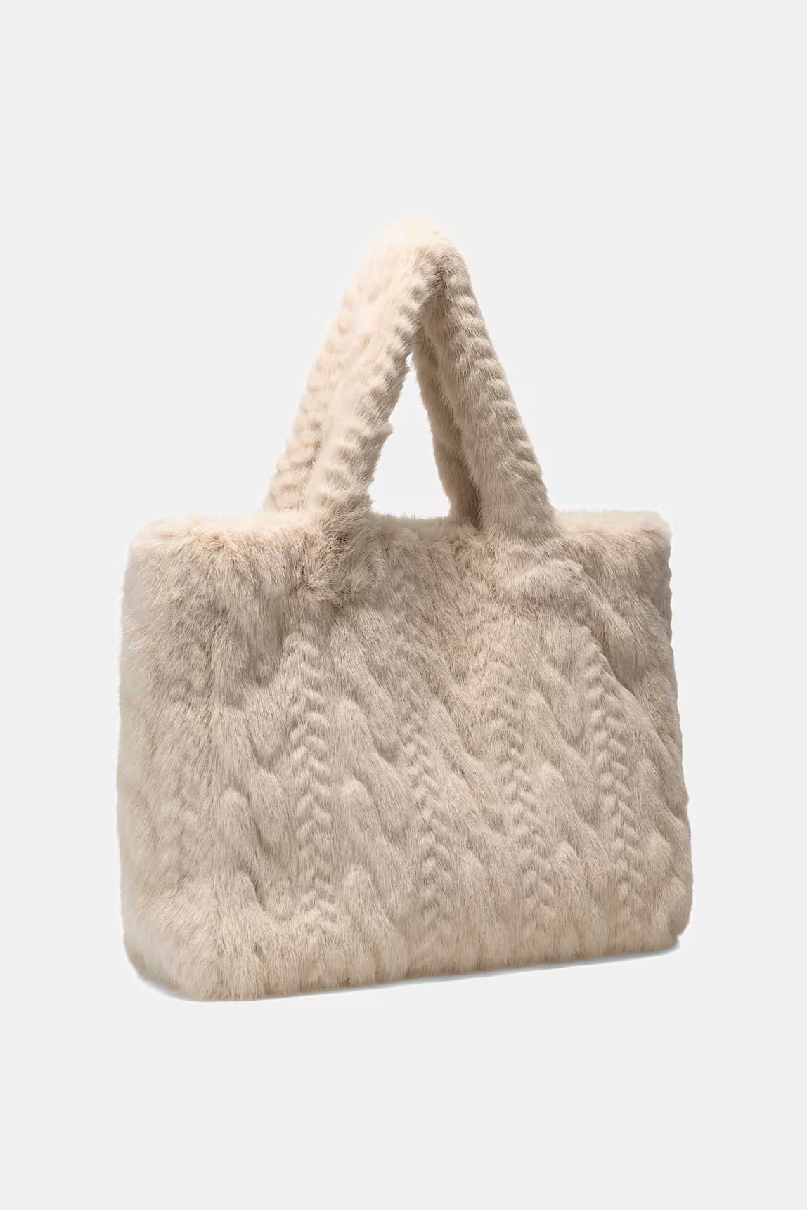 BORSA GUESS INTRECCIATA IN PELLICCIA SINTETICA BIANCA