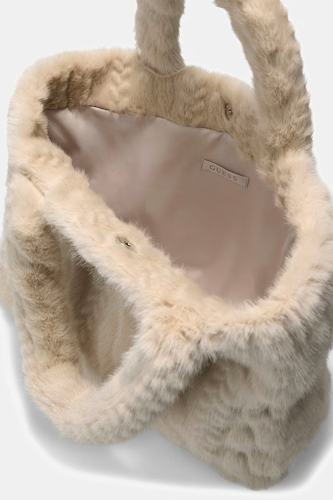 BORSA GUESS INTRECCIATA IN PELLICCIA SINTETICA BIANCA
