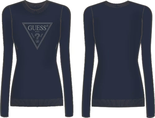 MAGLIA GUESS LS CN KATIE TRIANGLE LOGO SWTR