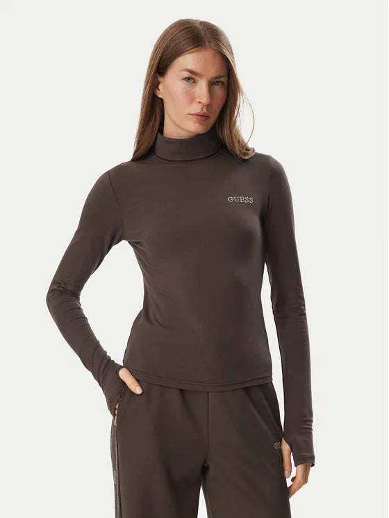MAGLIA A MANICHE LUNGHE GUESS MARRONE