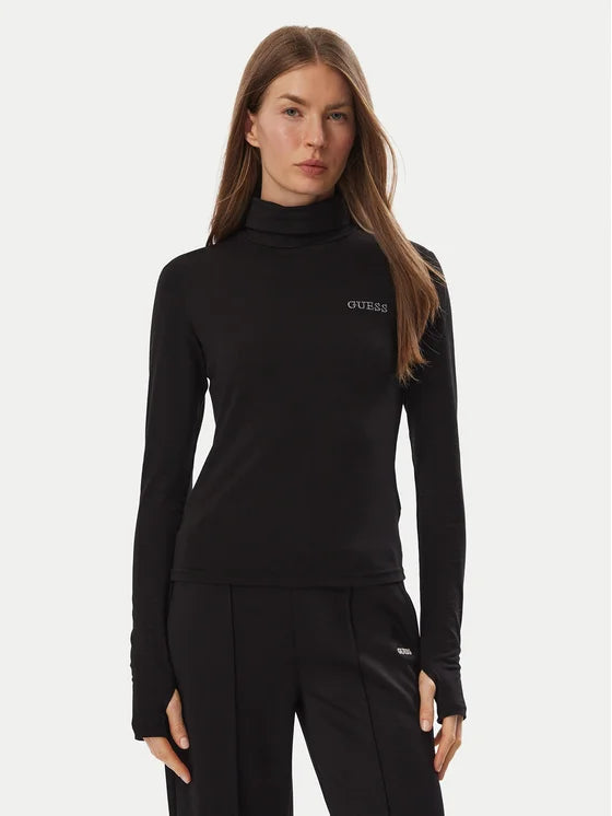 MAGLIA NERA A MANICHE LUNGHE GUESS